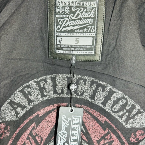 Affliction leather jacket LIMITED EDITION BLACK SZ S - Picture 9 of 11